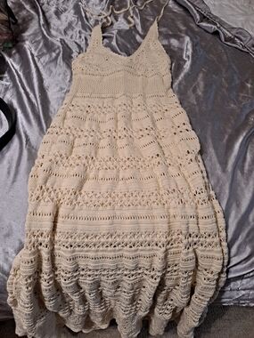 Cream Crochet Sundress